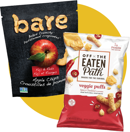 Bags of Bare and Off The Eaten Path snacks